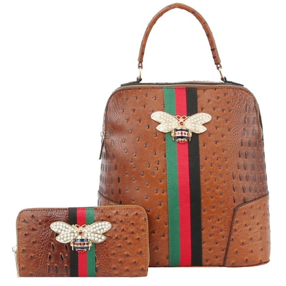 Queen Boss Bee Stripe backpack and wallet